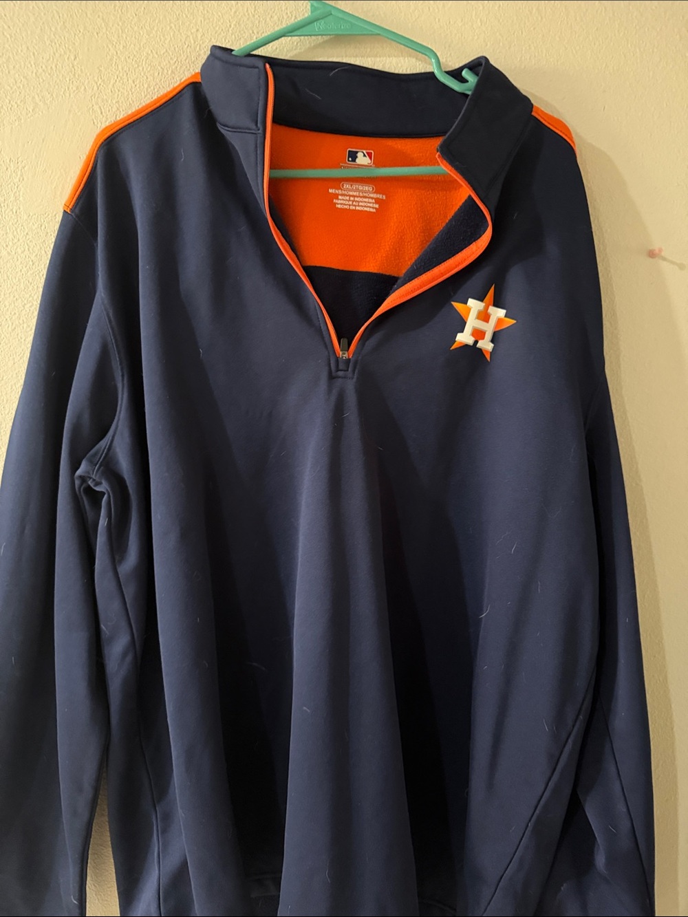 Houston Astros Navy and Orange Quarter-Zip Pullover Sweater